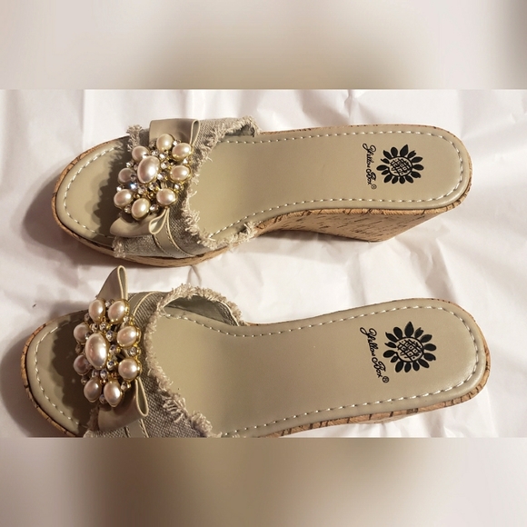 Yellow Box Embellished Wedge Sandals - Picture 10 of 15
